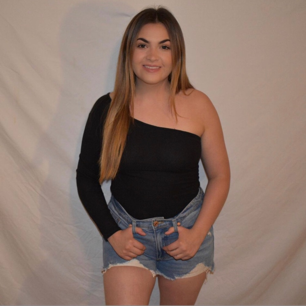 Black Ribbed Off the Shoulder Bodysuit